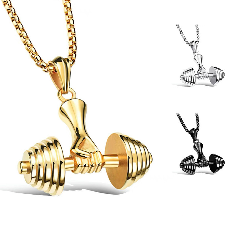 Sports Equipment Cabinet - Stainless Steel Barbell Pendant Necklace For